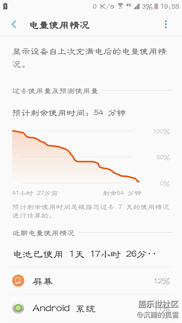 轻度使用的电量情况