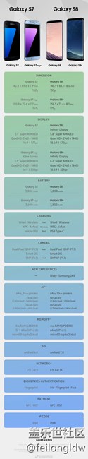 S8 vs. Galaxy S7 对比图