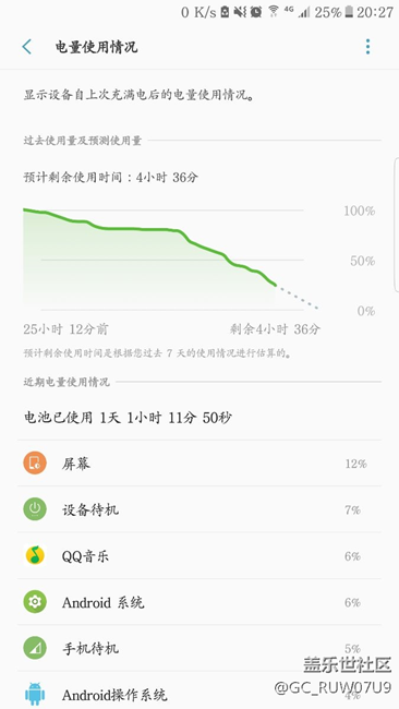 晒晒s7edge装一张卡的电量使用情况