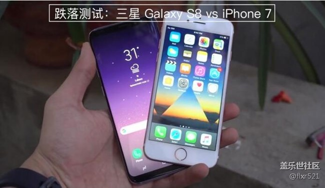 [视频]跌落测试：三星Galaxy S8 vs iPhone 7