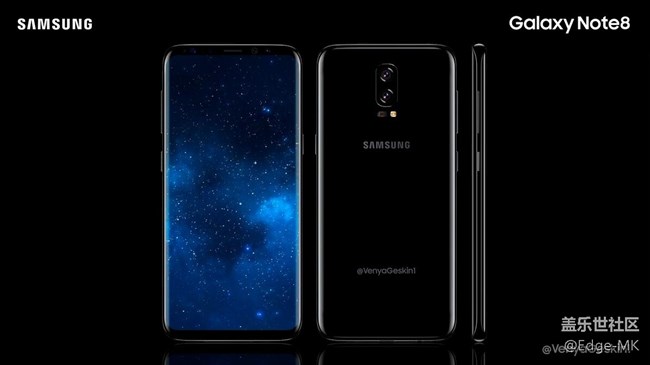 概念设计图:三星Galaxy Note 8(正面和s8类似)