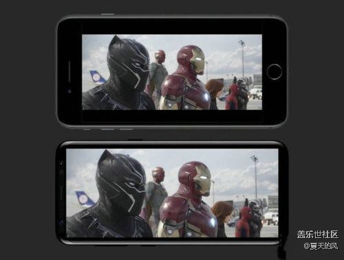 iPhone 7 Plus/三星S8+画面对比：屏占比差距感人