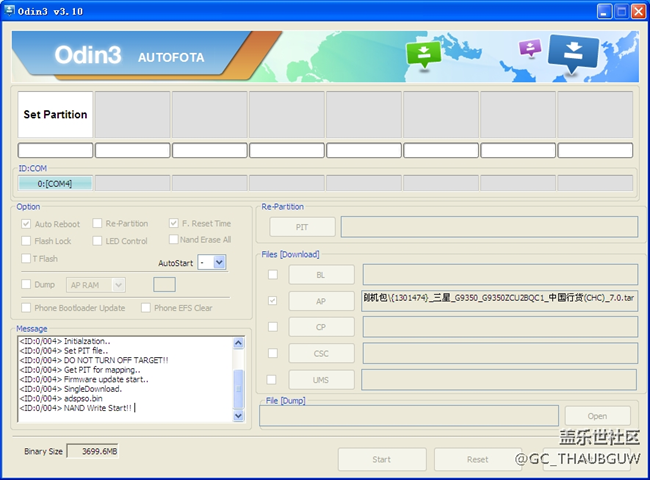刷机过程中显示Set Partition