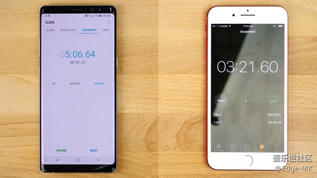 Galaxy Note 8和iPhone 7 Plus速度对决，败