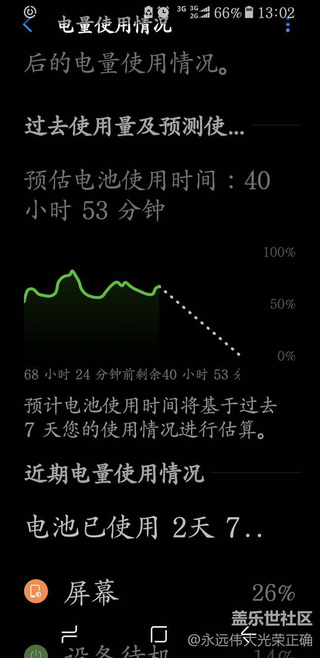 我的S8 电池使用情况如图