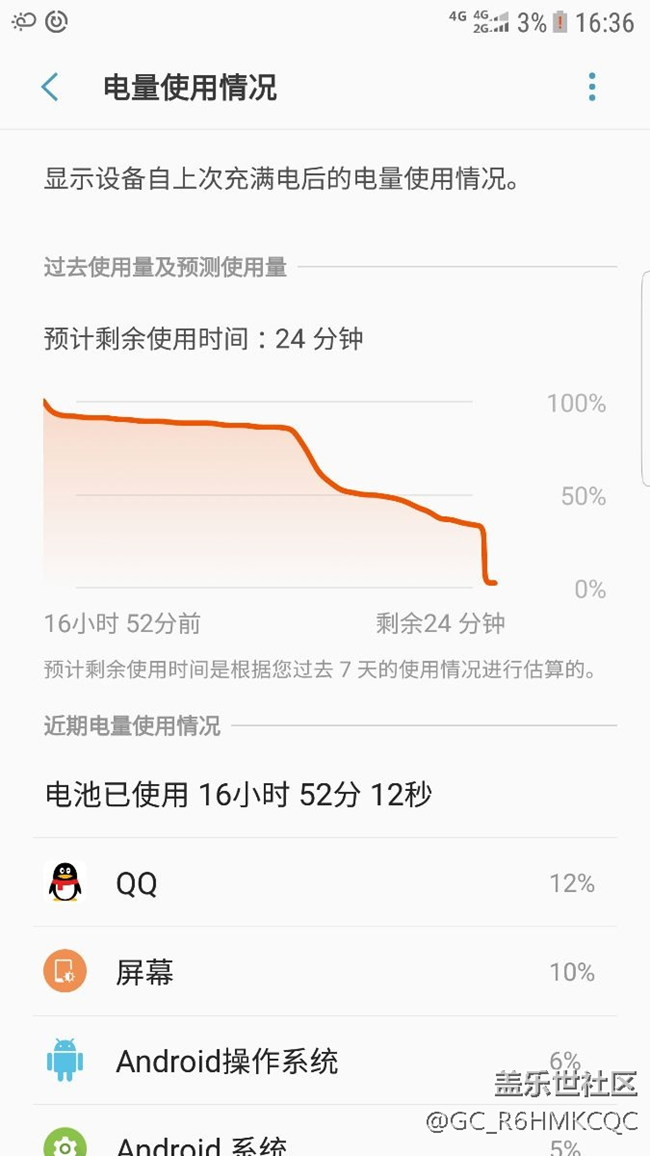 手机还有几十的电，突然掉到3%