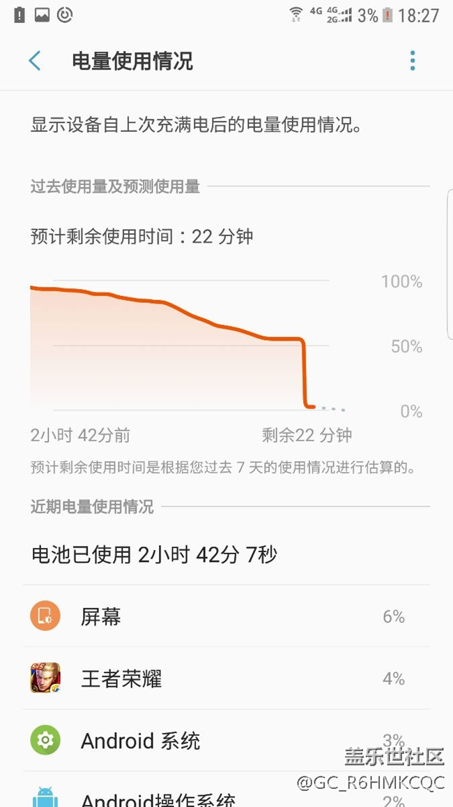 手机还有几十的电，突然掉到3%