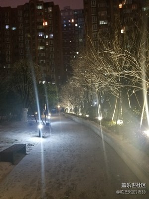 也拍雪景，结果灯光和亮点的地方都成这样了。