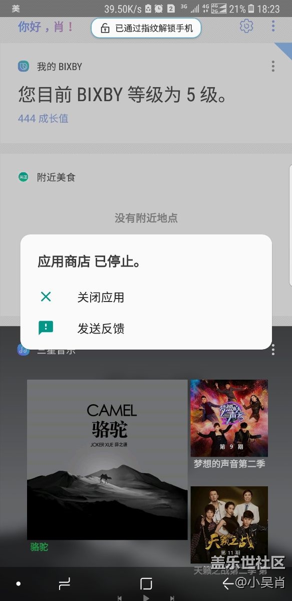 进入Bixby页面时手机屏幕卡死