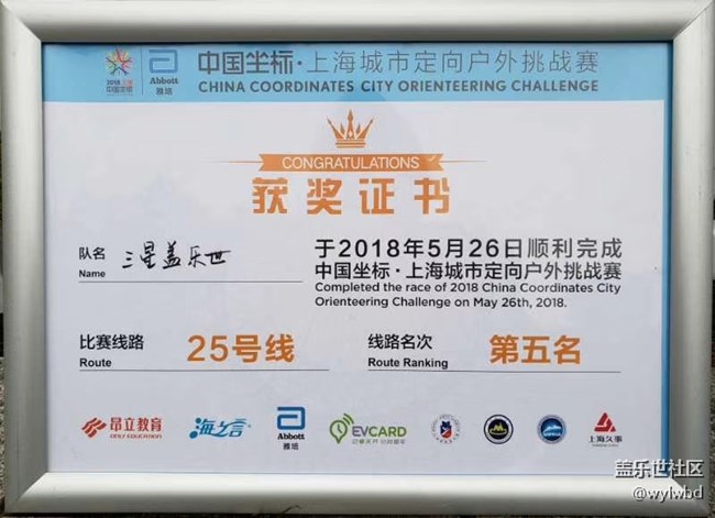 上海城市定向户外挑战赛-三星盖乐世队完赛报告