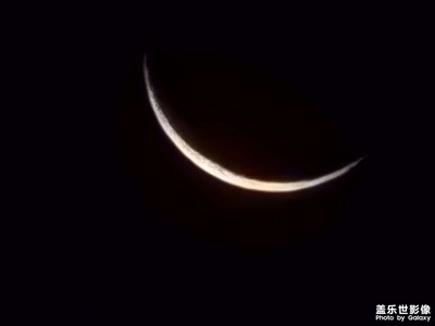 小雪节气的清晨，一轮弯弯的月亮