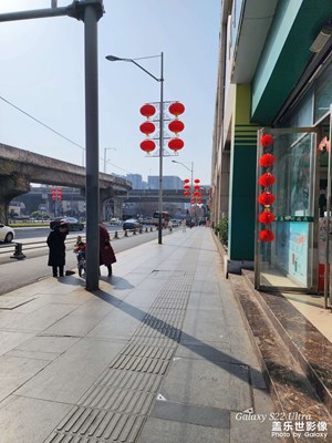 春节越来越近，大街上挂了好多红灯笼