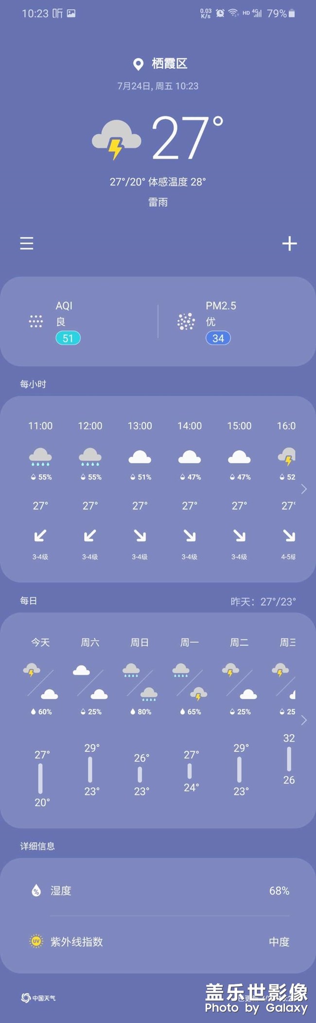 天气板块，显示的信息不全面