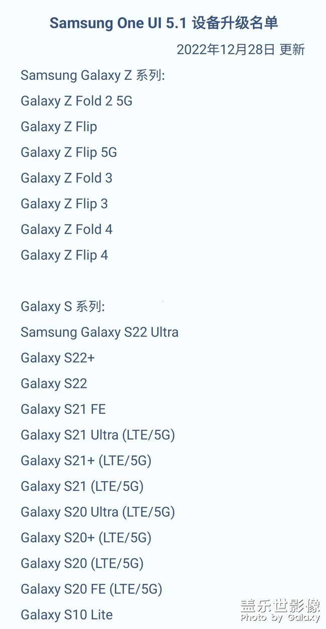  One UI 5.1设备升级名单