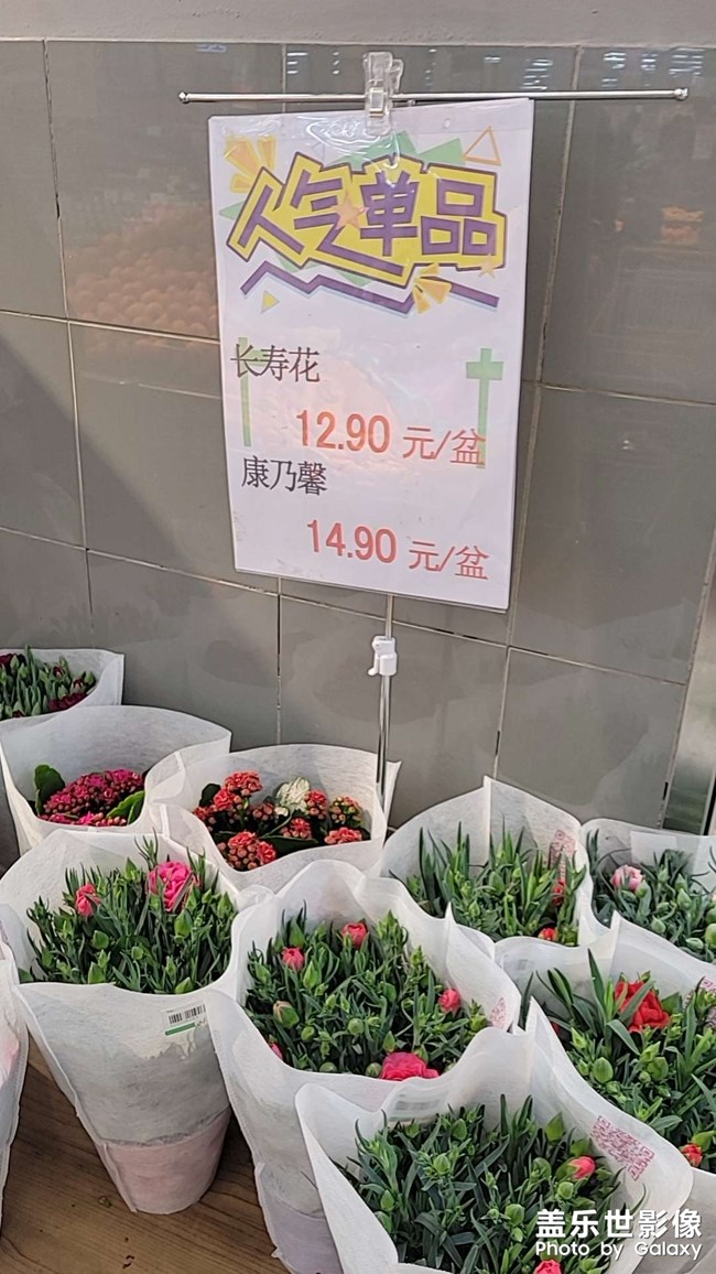 超市里卖花角落