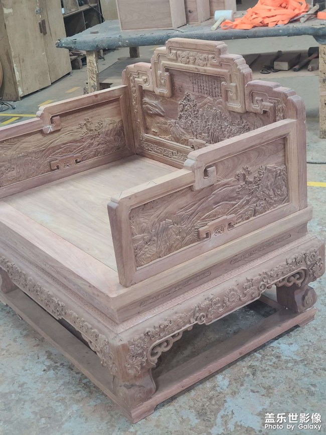 缅甸花梨宝座沙发